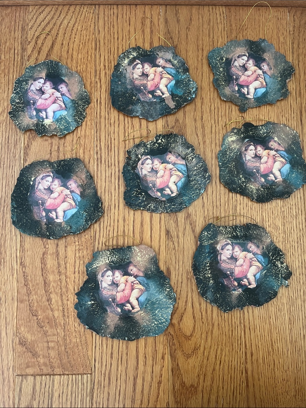 Vintage Madonna and Child Victorian Style Christmas Ornaments